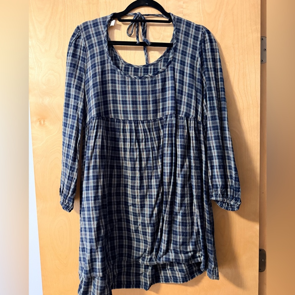 American Eagle Outfitters Navy Checkered Mini Dress
